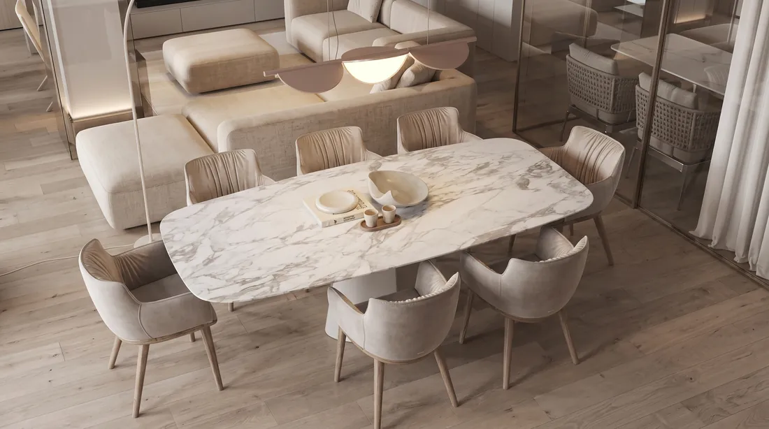 Travertine-Look Dining Table selection reference